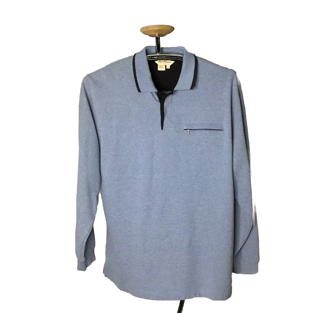 Norm Thompson Vintage Mens‎ Gray Collared Sweater With Chest Pocket Size XXL